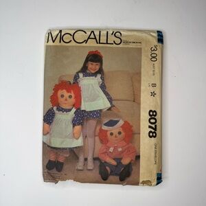 McCALL'S Vintage Sewing Pattern 8078 Raggedy Ann and Andy